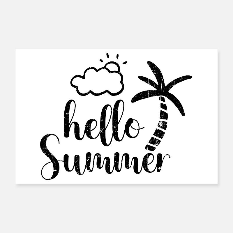 Hello summer palm tree Poster 12" x 8" (30x20 cm)