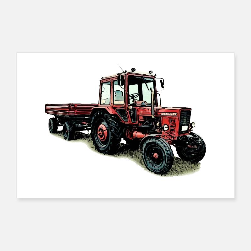 Belarus MTS 80 mit Anhänger Poster 30x20 cm