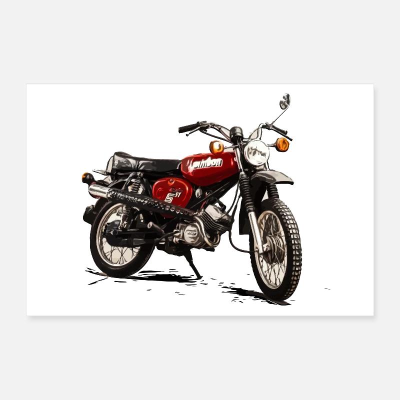 S51 Enduro Simson Motorcycle Poster 12" x 8" (30x20 cm)