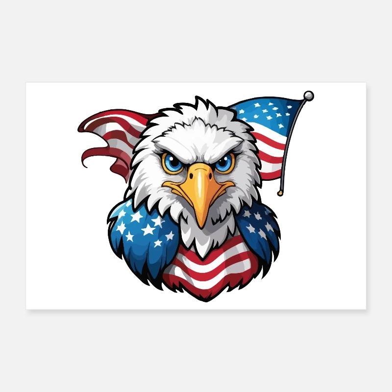 Drapeau des États-Unis et aigle des États-Unis Poster 30 x 20 cm