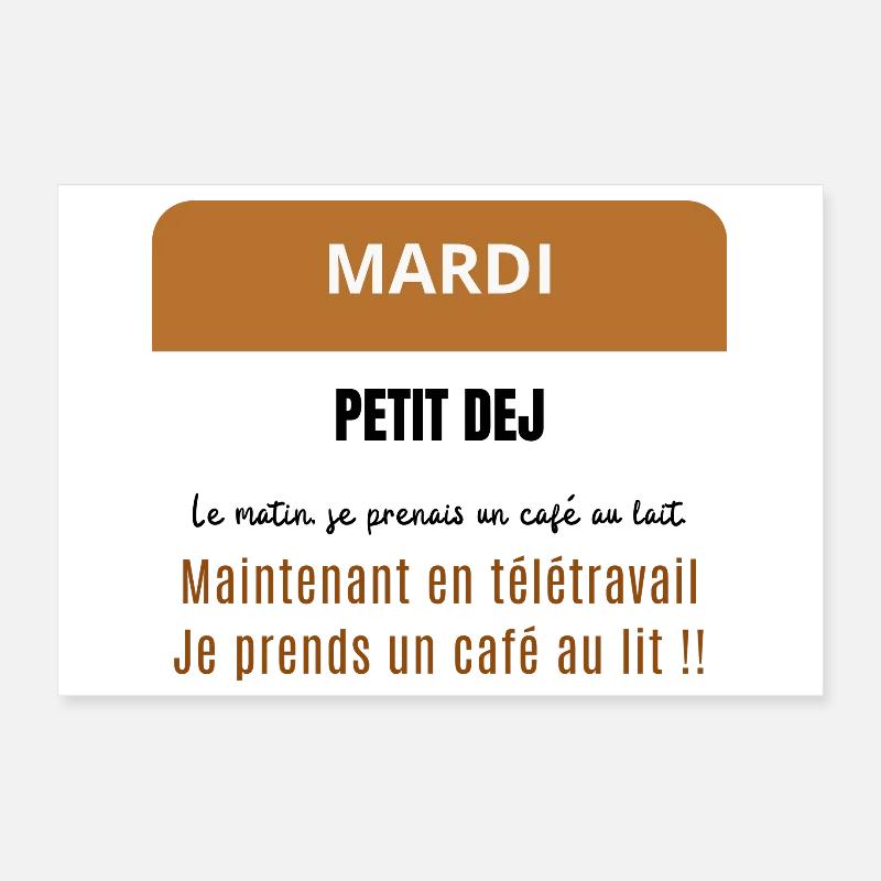 Mardi petit dej - Un café Poster 30 x 20 cm