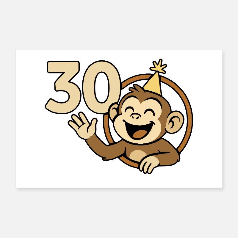 Monkey strong at 30 Poster 12" x 8" (30x20 cm)