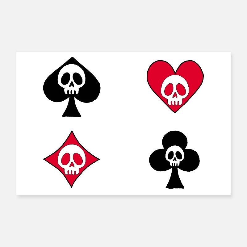 Crânes et jeu de cartes Poster 30 x 20 cm