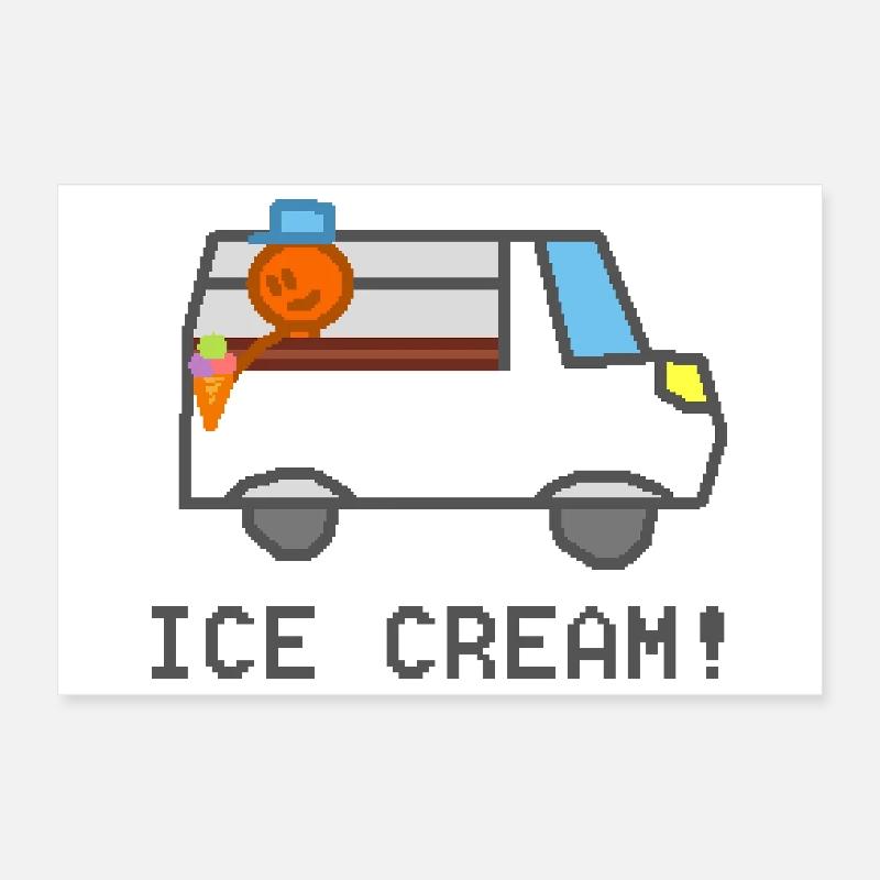 Eiswagen mit lächelnder Figur Poster 30x20 cm