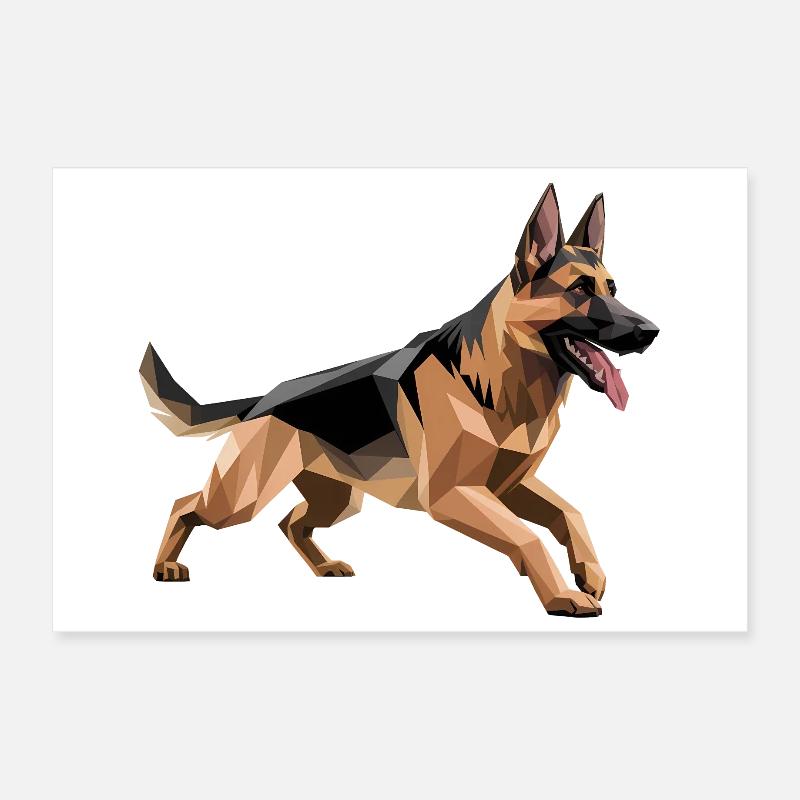 German Shepherd - Cool Low Poly Logo Poster 12" x 8" (30x20 cm)