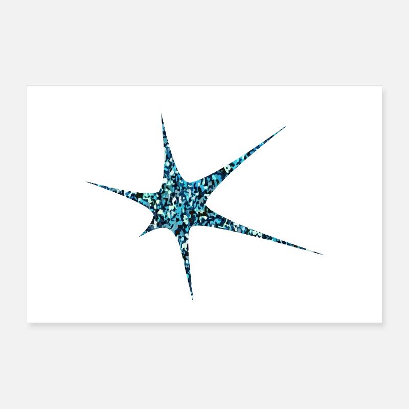 Blauer Glitzer Starburst Sparkle Poster 30x20 cm