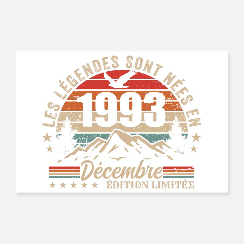 Rétro Décembre 1993 - Cadeau 32 Ans Poster 30 x 20 cm