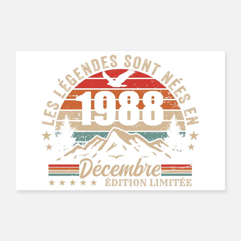 Rétro Décembre 1988 - Cadeau 37 Ans Poster 30 x 20 cm