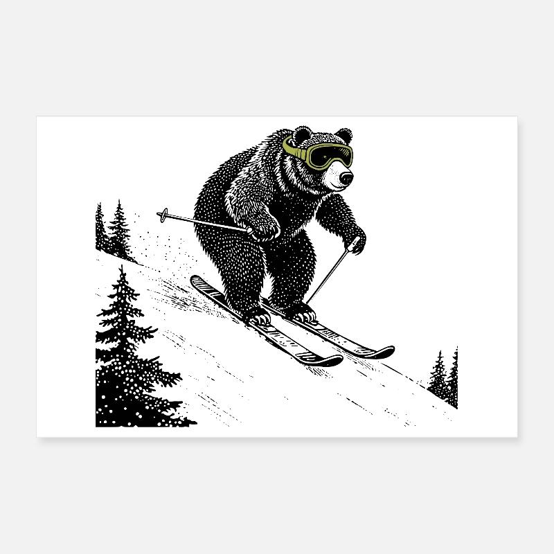 Slopes Bär Poster 12" x 8" (30x20 cm)