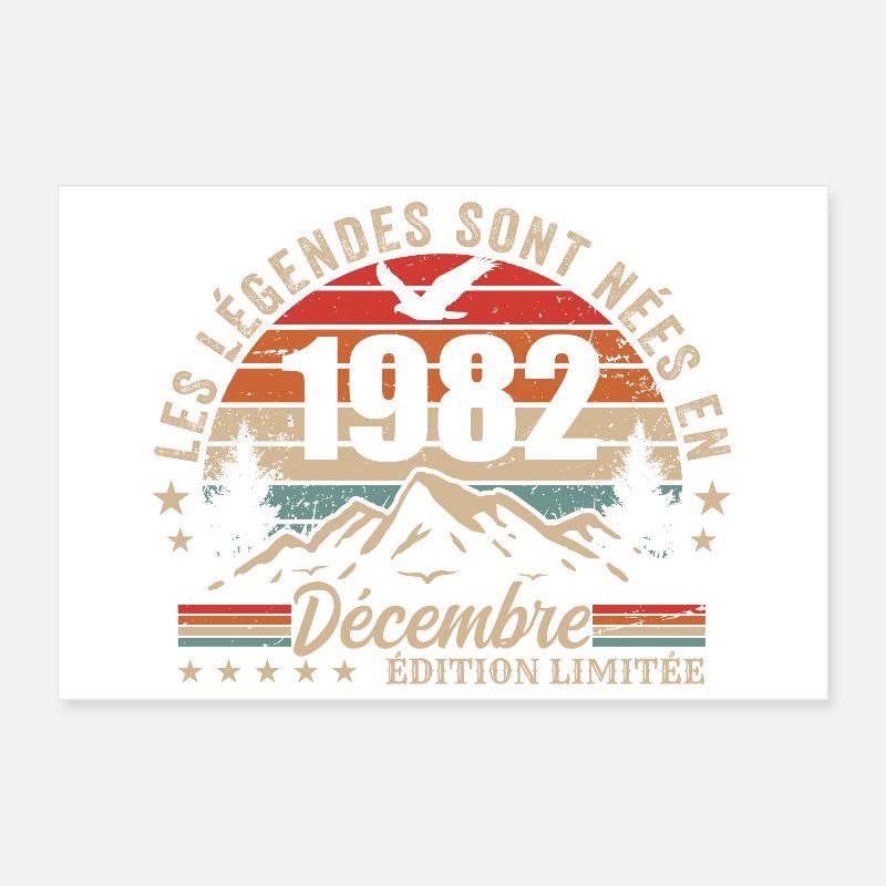 Rétro Décembre 1982 - Cadeau 43 Ans Poster 30 x 20 cm