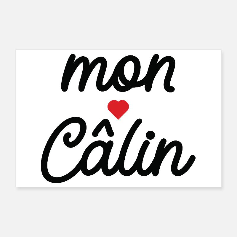 Mon Calin Script Rouge Cœur Poster 30 x 20 cm