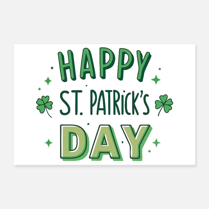 Joyeuse Saint-Patrick Graphisme Vert Poster 30 x 20 cm