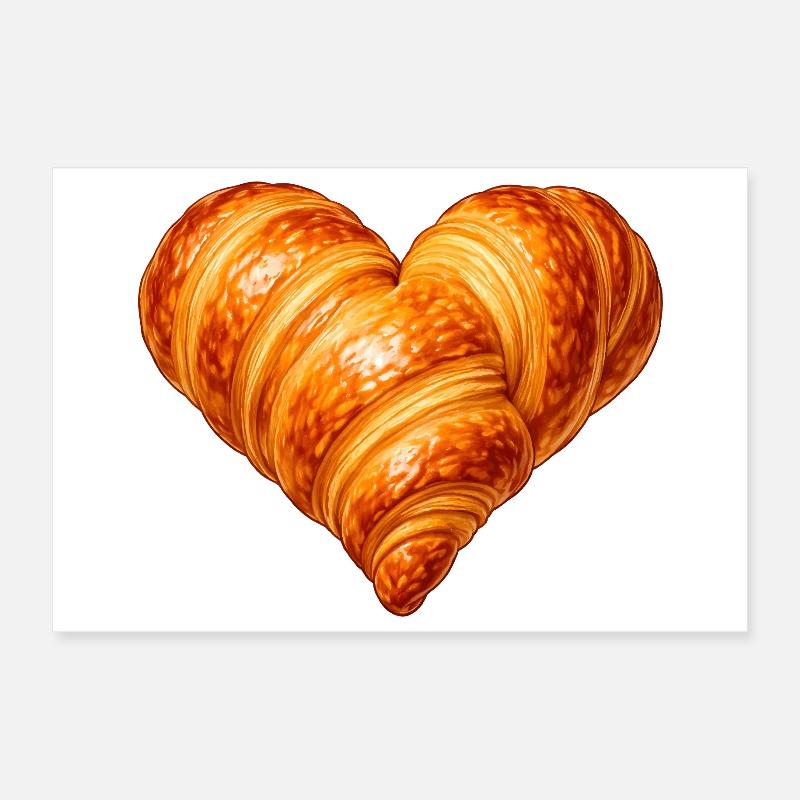 Illustration de croissant en forme de cœur Poster 30 x 20 cm