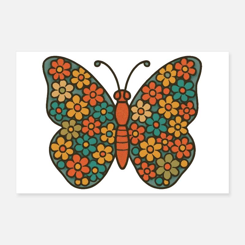 Papillon aux ailes de fleurs Poster 30 x 20 cm