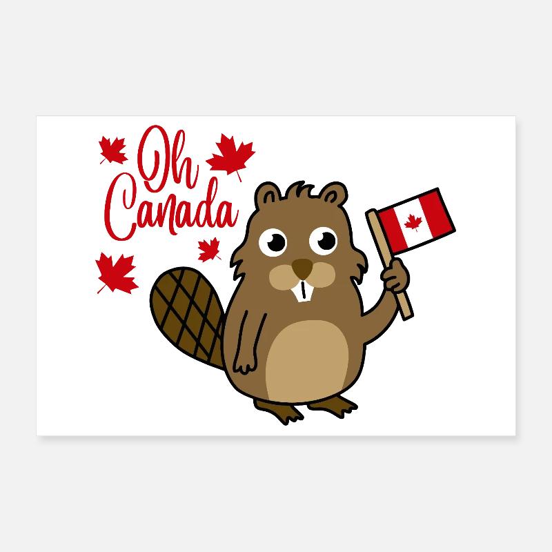 Oh Ours du drapeau du castor du Canada Poster 30 x 20 cm