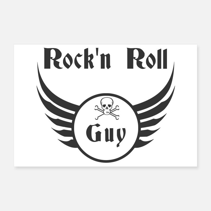 Guy Rock and Roll Skull Wings Poster 30x20 cm