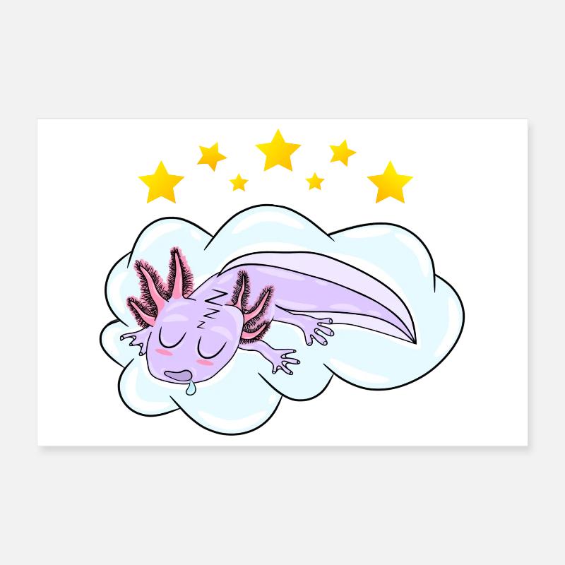 Sleeping Oxolotl Poster 12" x 8" (30x20 cm)