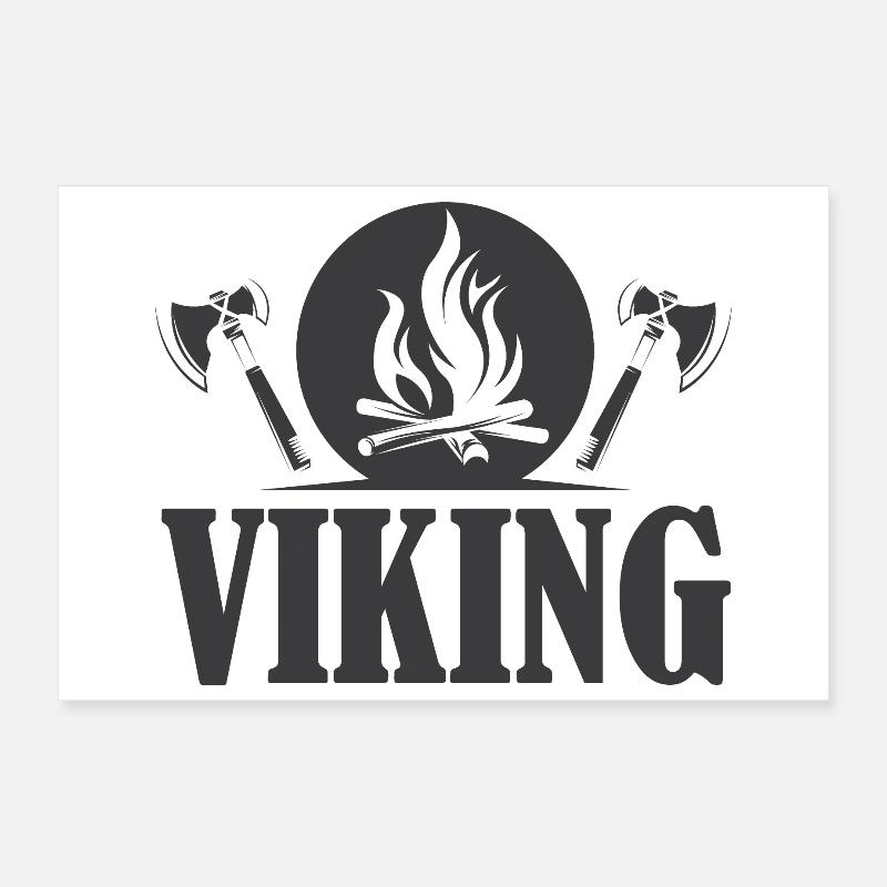 Icône viking hache symbole feu graphique Poster 30 x 20 cm