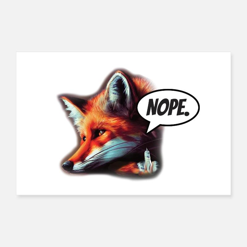 Fox Nope Poster 12" x 8" (30x20 cm)