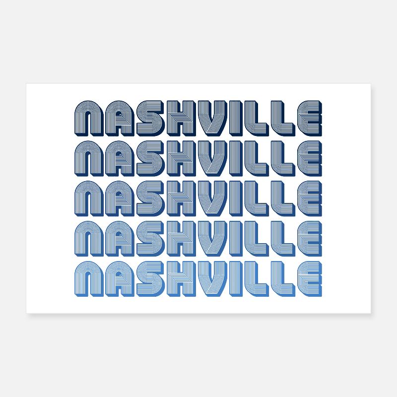 Nashville Retro Gradient Poster 30x20 cm