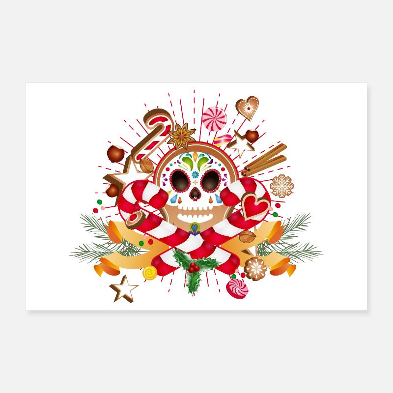 Gingerbread Man Sugar Skull Decor pour Noël Poster 30 x 20 cm