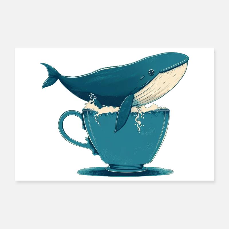 Baleine dans une tasse de thé Poster 30 x 20 cm