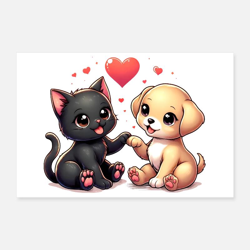 L’amour comme le chien et le chat Poster 30 x 20 cm