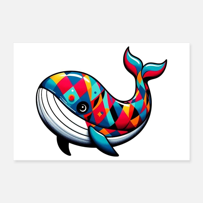 Harlequin whale Poster 12" x 8" (30x20 cm)