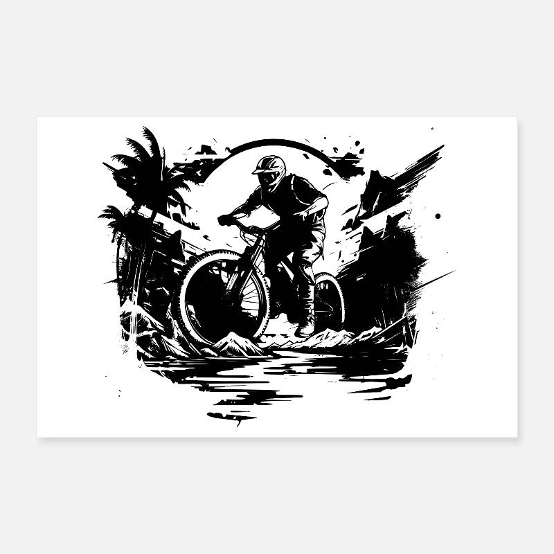 Mountain biking Poster 12" x 8" (30x20 cm)