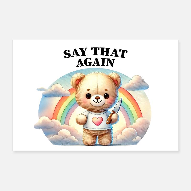 Ein Teddybär mit unschuldigem Lächeln - Poster 30x20 cm - Weiß