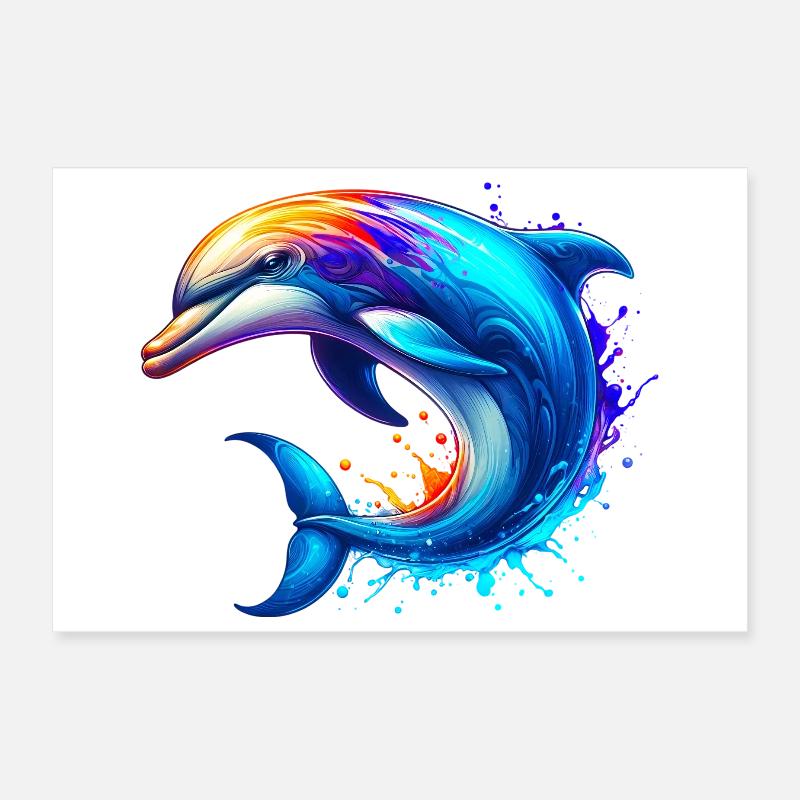 Dolphin Poster 12" x 8" (30x20 cm)