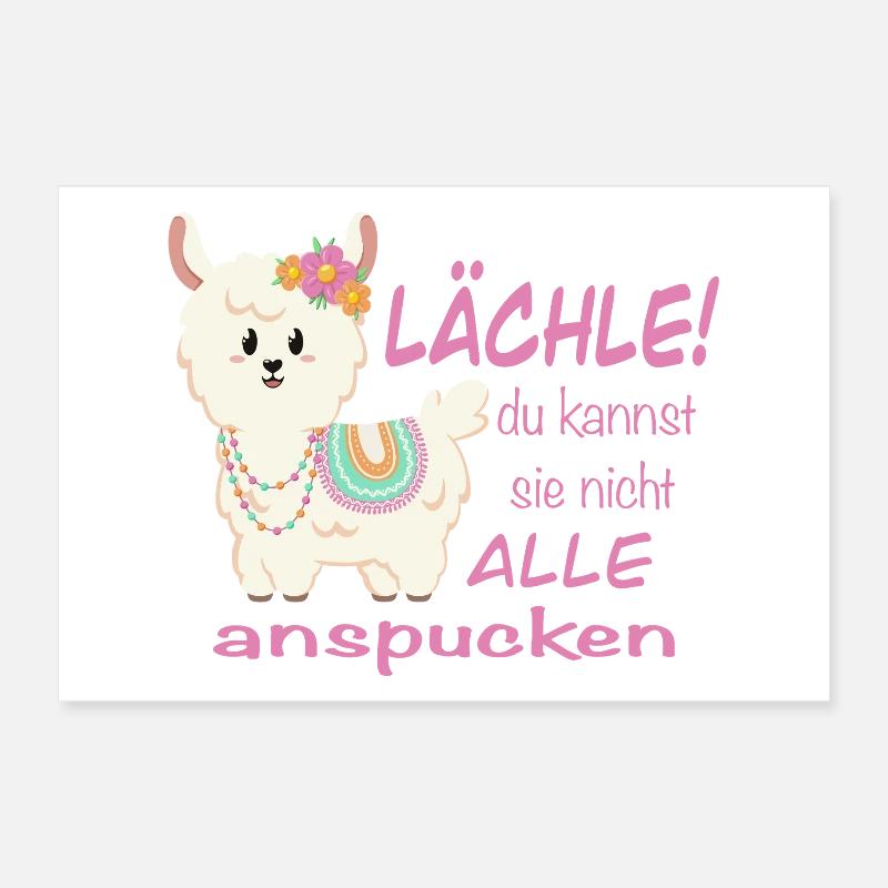Lama Lächle! lustiger Spruch Poster 30x20 cm