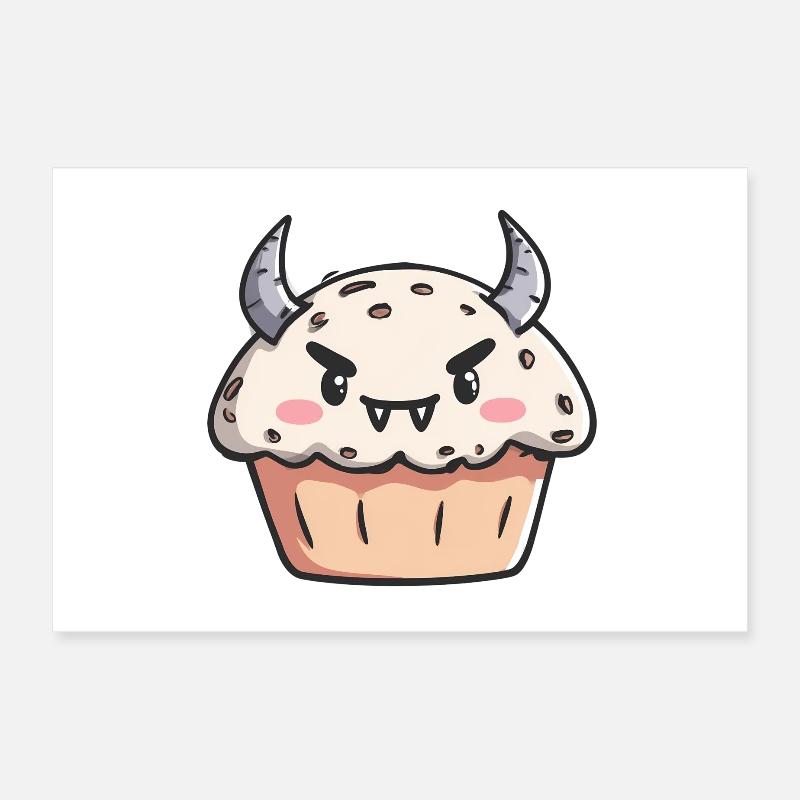 Illustration de cupcake monstre mignon Poster 30 x 20 cm