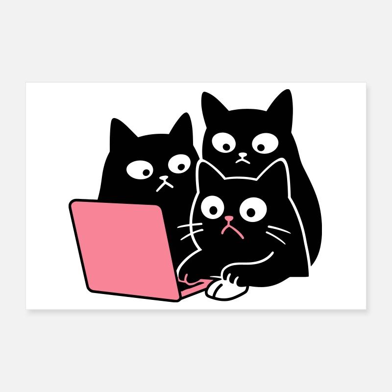 Cute Catcontent Poster 12" x 8" (30x20 cm)