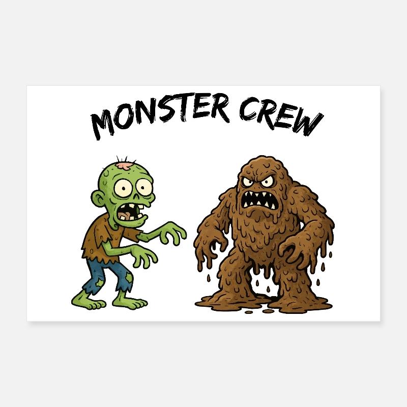 Duo de zombies et de monstres de boue Poster 30 x 20 cm