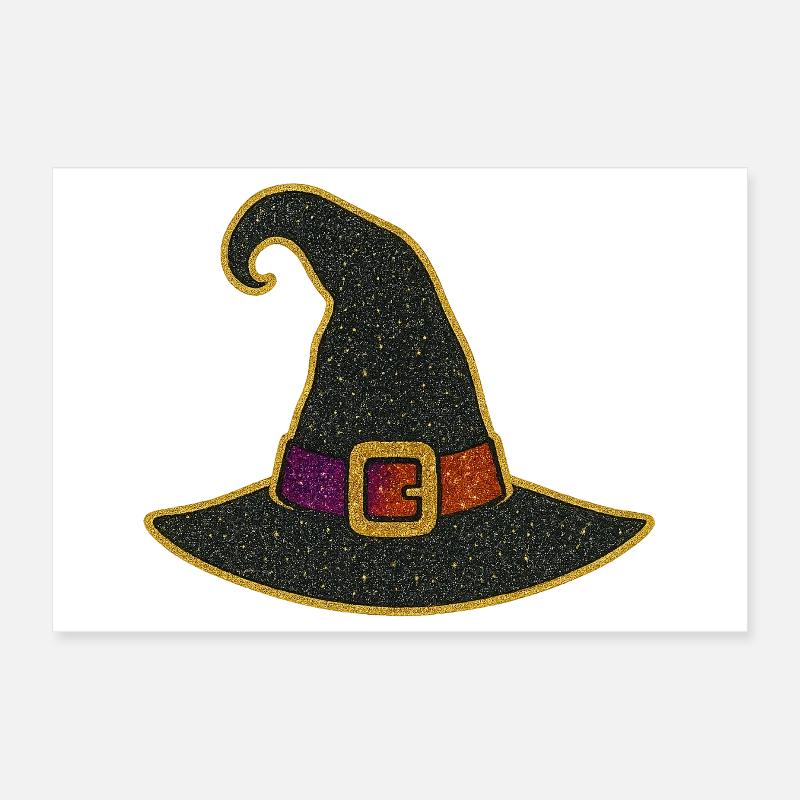Glittering Witch Hat Gold Rim Poster 12" x 8" (30x20 cm)