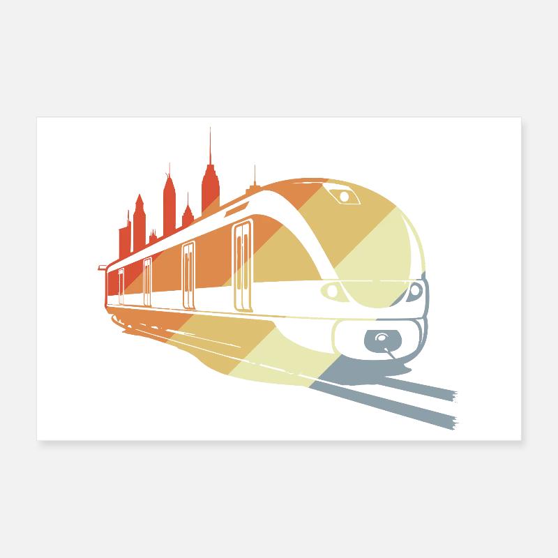 Vintage Railroad Sketch Poster 12" x 8" (30x20 cm)