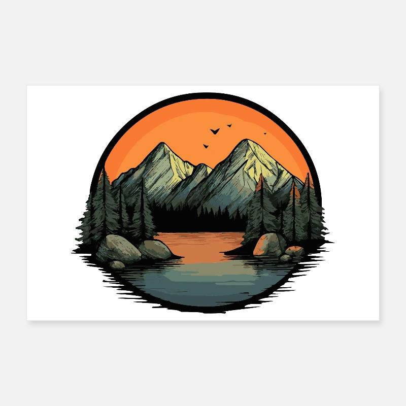 Mountains Nature Poster 12" x 8" (30x20 cm)