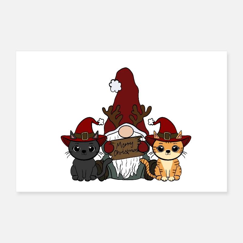 Gnomes de chat Poster 30 x 20 cm