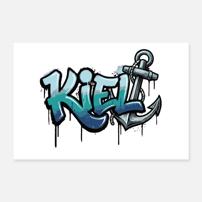 Ancre Graffiti Kiel Schleswig-Holstein Poster 30 x 20 cm