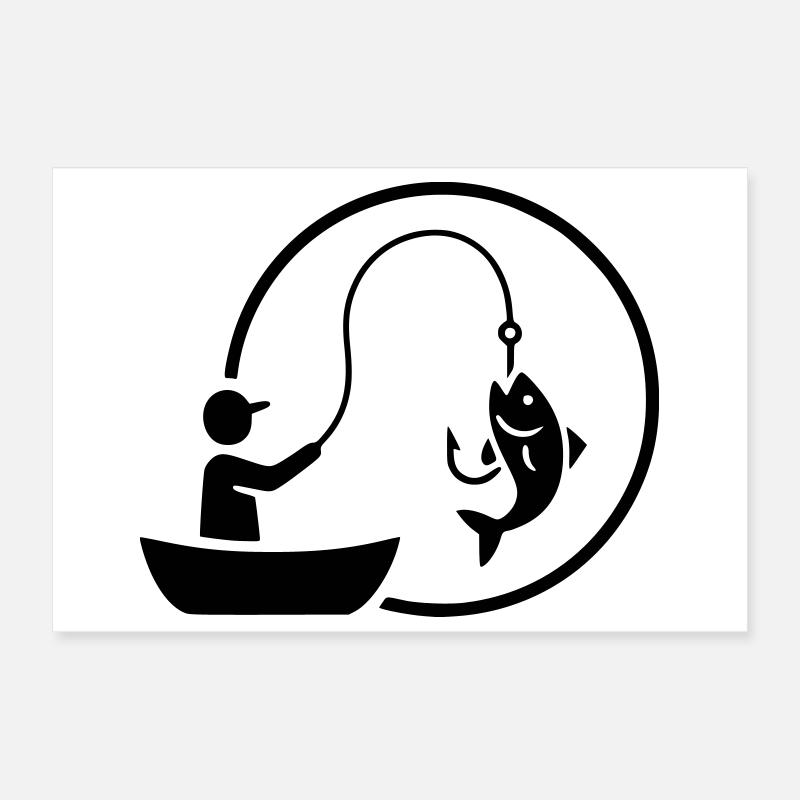 Angler im Boot Logo Minimalistisch Poster 30x20 cm