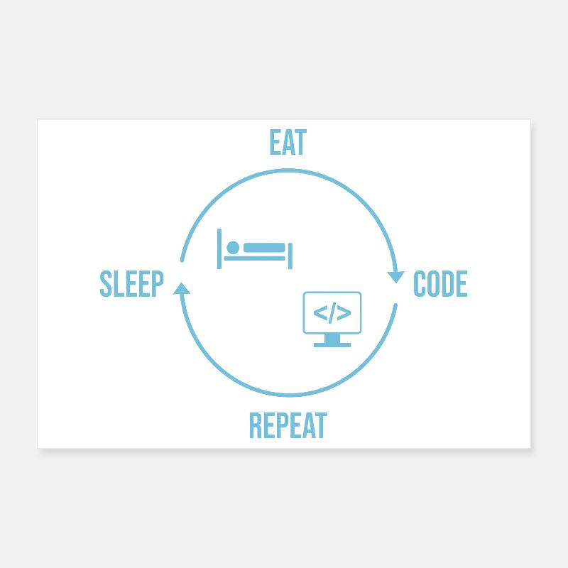Eat Sleep Code Repeat - Programmer Cycle Poster 12" x 8" (30x20 cm)