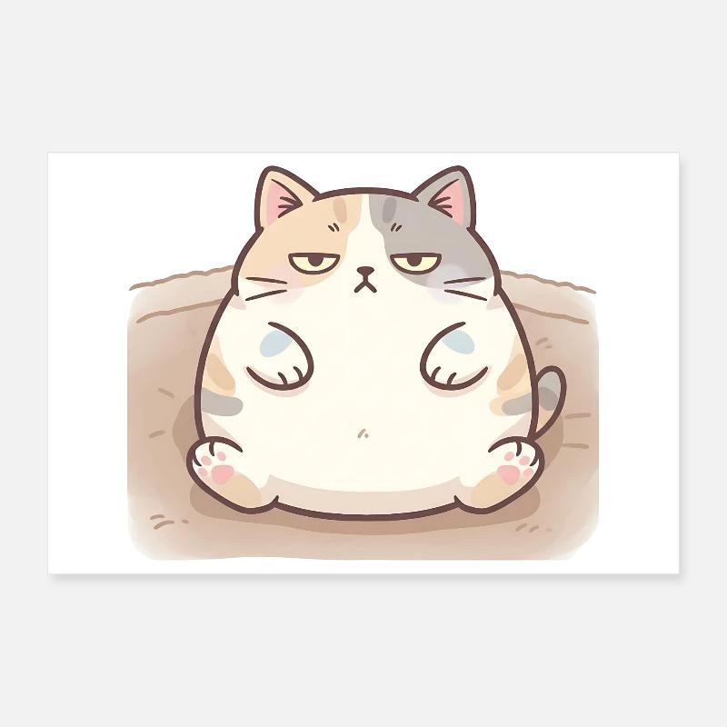 Flauschige dicke Katze in Stillpose Poster 30x20 cm