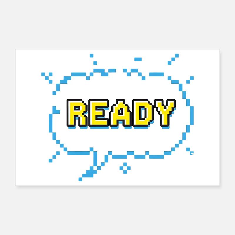 READY Schriftzug im Pixel Comic Look Poster 30x20 cm