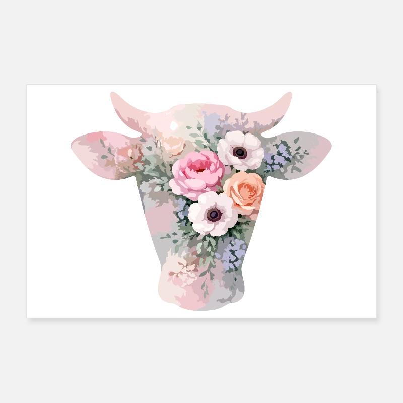 Fleurs en forme de vache Poster 30 x 20 cm