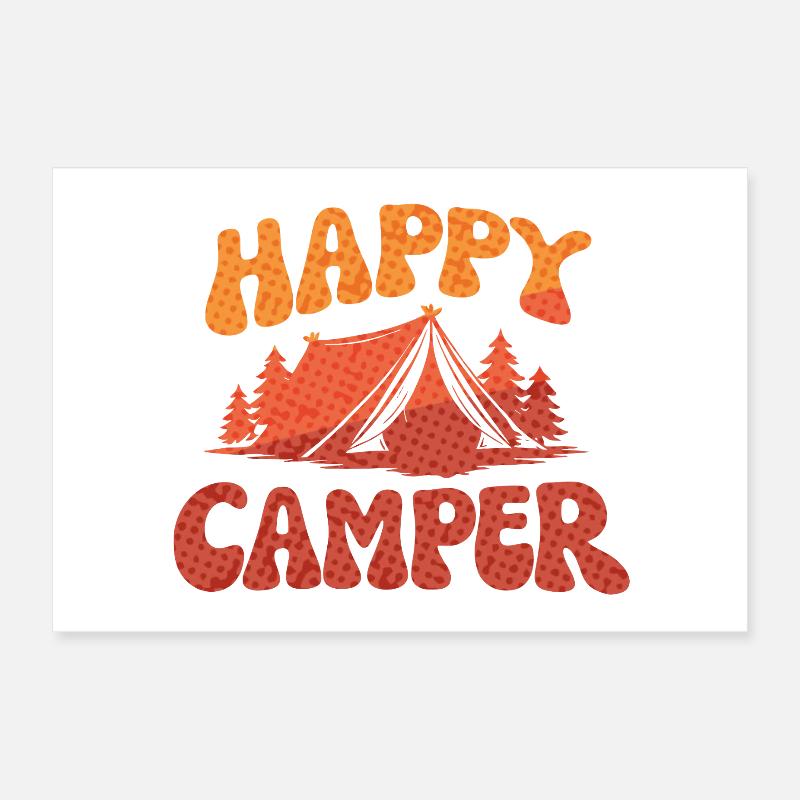 Camp de campeurs joyeux Imprimé Poster 30 x 20 cm