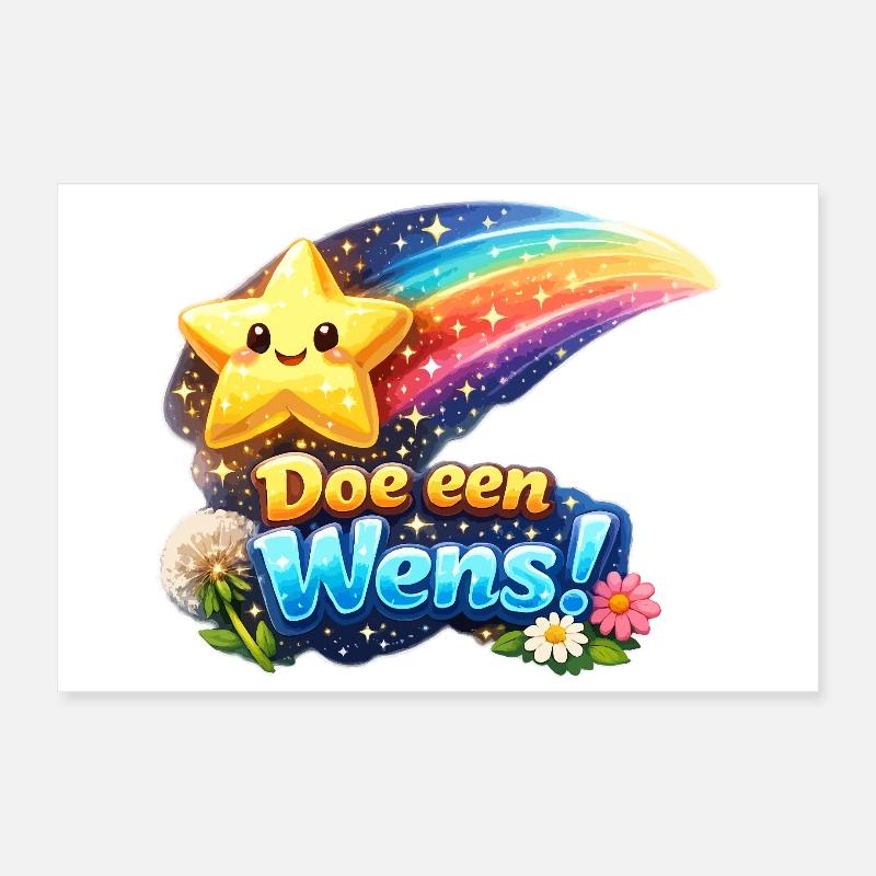 Étoile de souhaits et floraison arc-en-ciel Poster 30 x 20 cm