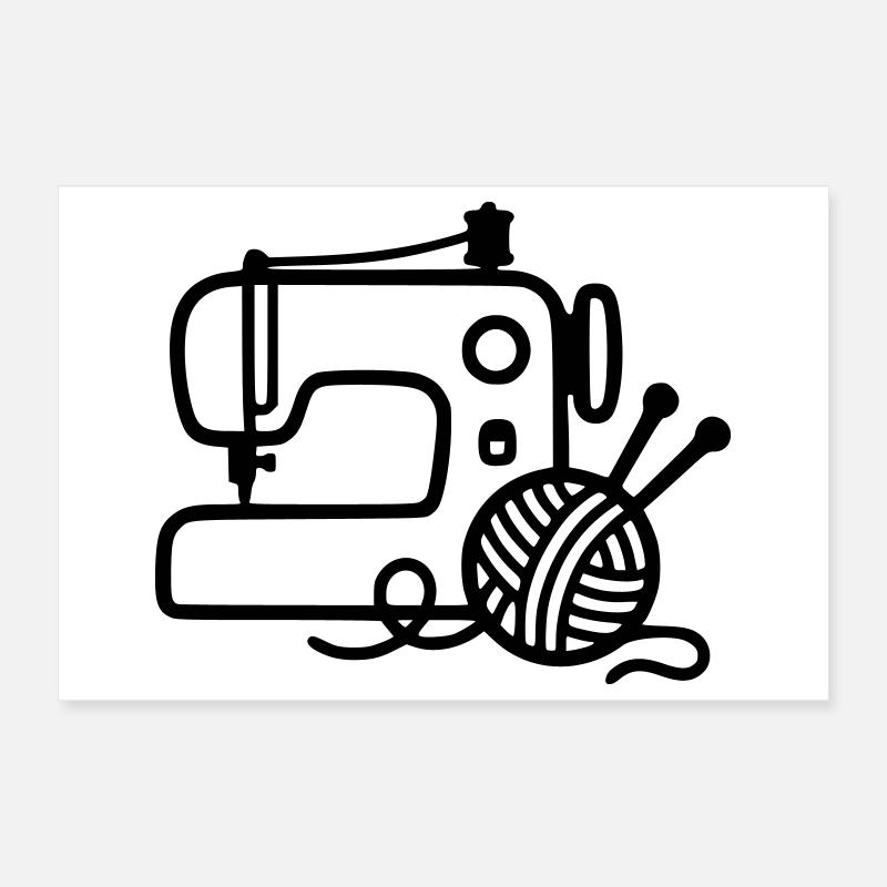 Sewing Machine Wool Knitting Sewing Handmade Poster 12" x 8" (30x20 cm)