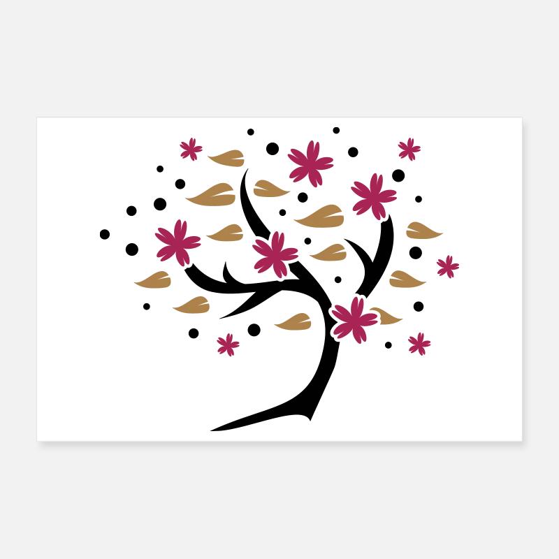 stylized cherry blossom tree in spring Poster 12" x 8" (30x20 cm)