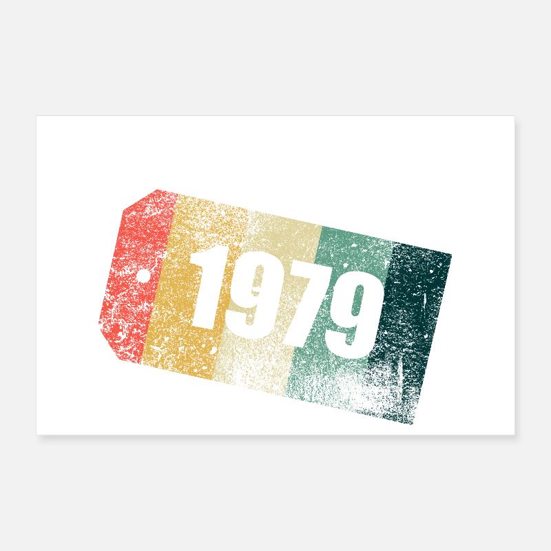 Millésime 1979 Stripe Day Grunge Poster 30 x 20 cm